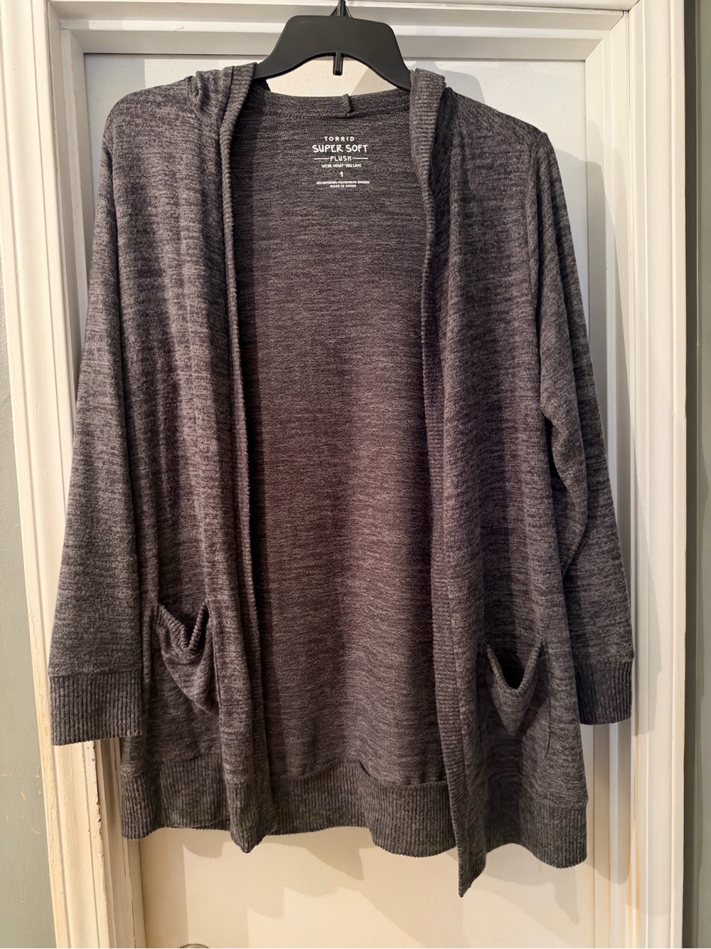 torrid Charcoal Gray Open-Front Hooded Cardigan
